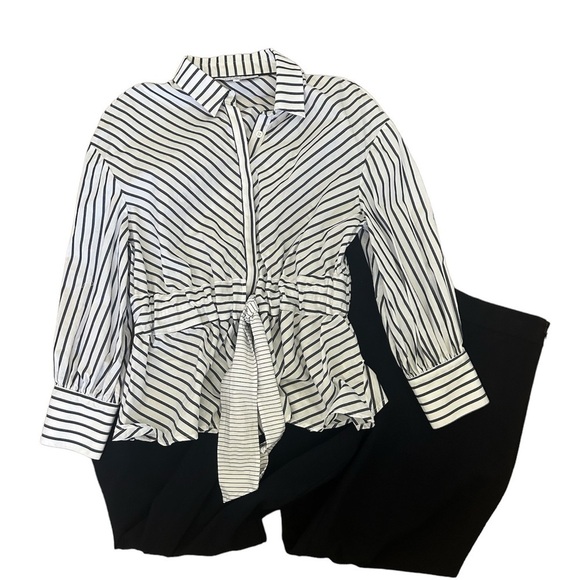 Pearl by Lela Rose Gingham Two Piece Navy Matching Set Size Small - Picture 1 of 9